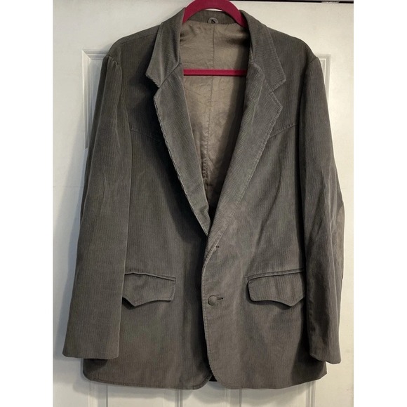 Vtg SHEPLERS Gray Corduroy Western Blazer Jacket‎ Suede Elbow Patches 44R - Picture 1 of 11
